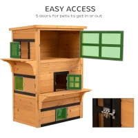 PawHut Outdoor Cat House, 3-Tier Kitty Shelter with 5 Escape Doors, Weather Resistant, Yellow & Black(m-6)