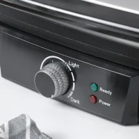 HOMCOM 4 Slice Panini Press Grill, Stainless Steel Sandwich Maker with Non-Stick Double Plates, Locking Lids and Drip Tray, Opens 180 Degrees to Fit Any Type or Size of Food 13"x10.25"x4.75"(m-14)