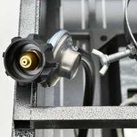 Outsunny 42 Inch Outdoor Propane Gas Fire Pit Table, 50,000 BTU Auto-Ignition Rectangular Gas Firepit with Slat Tabletop, Lid, Lava Rocks, Rain Cover, CSA Certification, Black(m-8)