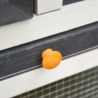 PawHut 122" Large Wooden Rabbit Hutch Bunny Hutch 2-Story Pet House Cage with Ramps, Lockable Doors, Run Area and Asphalt Roof for Outdoor Use, Grey(m-12)