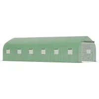 Outsunny 25' x 9.5' x 6.5' Walk-In Greenhouse Tunnel, Large Gardening Plant Hot House with 12 Windows and Zipper Doors for Outdoor, Backyard, Green(m-1)