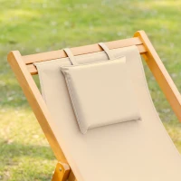 Outsunny Patio Lounge Chair, Reclining Lounger, Folding Beach Chair with Adjustable Backrest for Deck, Beach and Poolside, Beige(m-8)