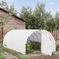 Outsunny 19' x 10' x 6' Large Walk-in Tunnel Greenhouse Garden Plant House, White(m-9)