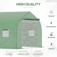 Outsunny 25' x 9.5' x 6.5' Walk-In Greenhouse Tunnel, Large Gardening Plant Hot House with 12 Windows and Zipper Doors for Outdoor, Backyard, Green(m-4)
