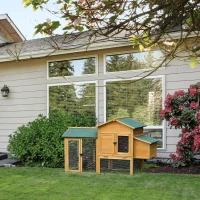 PawHut Wooden Outdoor Hen House Large Chicken Coop w/ Removable Tray, Nesting Box, Ramp(m-2)