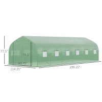 Outsunny 25' x 9.5' x 6.5' Walk-In Greenhouse Tunnel, Large Gardening Plant Hot House with 12 Windows and Zipper Doors for Outdoor, Backyard, Green(m-3)