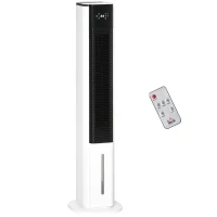 HOMCOM 42" Portable Evaporative Air Cooler, 3-In-1 Ice Cooling Fan Humidifier Air Conditioner with Remote, Timer, Oscillating, LED Display, and 1.6 Gal Water Tank, White(m-1)