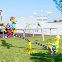 Outsunny 360 Degree Outdoor Kids Spinning Seesaw, Playground Swivel Teeter Totter for Backyard, Kids 3-7 Years, Yellow(m-2)