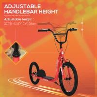 Aosom Youth Scooter with Big Wheels, Rugged Rubber Tires, and Bike Brakes, 2 Wheel Scooter, Slip-Resistant and Safe, Kick Scooter for Kids, Ages 10+, Red(m-4)