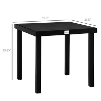 Outsunny Patio Dining Table for 4, Rectangular Aluminum Outdoor Table for Garden Lawn Backyard, Black(m-3)