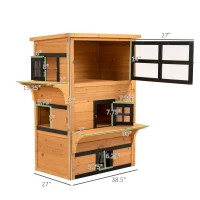 PawHut Outdoor Cat House, 3-Tier Kitty Shelter with 5 Escape Doors, Weather Resistant, Yellow & Black(m-3)