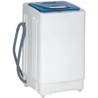 HOMCOM 2-In-1 Full Automatic Portable Washing Machine and Spin Dryer, 1.38Cu Ft Compact Laundry Washer with Wheels, Built-in Gravity Drain and 8 Programs for Apartment, Dorm, RVs, White(m-1)