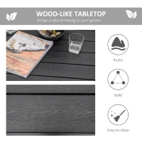Outsunny Patio Dining Table for 4, Rectangular Aluminum Outdoor Table for Garden Lawn Backyard, Black(m-4)