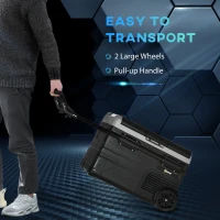 Outsunny 12 V Car Fridge, 2 Zone 37 Quart Portable Compressor Electric Cooler with Wheels, Pull-up Handle, Cutting Board, 12/24 V DC and 110 - 240 V AC for Outdoor, Driving, Travel(m-7)