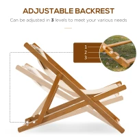 Outsunny Patio Lounge Chair, Reclining Lounger, Folding Beach Chair with Adjustable Backrest for Deck, Beach and Poolside, Beige(m-4)