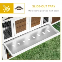 PawHut 2-Tier Wooden Rabbit Hutch, Small Animal House Pet Cage w/Tray, Asphalt Roof(m-6)