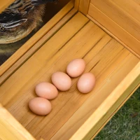 PawHut Wooden Outdoor Hen House Large Chicken Coop w/ Removable Tray, Nesting Box, Ramp(m-10)