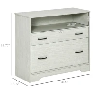 Vinsetto Lateral File Cabinet with Shelf, Office Storage Cabinet with 2 Drawers, Fits Letter Sized Papers, Grey(m-3)