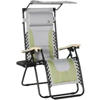 Outsunny Padded Zero Gravity Lounge Chair, Anti-Gravity Recliner Lounger Lawn Chair w/ Headrest, Side Tray, Outdoor Oxford Fabric, Supports 264 LBS, Green(m-1)