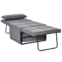 HOMCOM 4-in-1 Multi Function Folding Single Sofa Bed with Retractable Footrest, Convertible Sleeper with Adjustable Backrest For Living Room and Small Spaces, Grey(m-10)