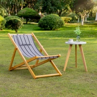 Outsunny Patio Lounge Chair, Reclining Lounger, Folding Beach Chair with Adjustable Backrest for Deck, Beach and Poolside, Teak/Grey/White(m-7)
