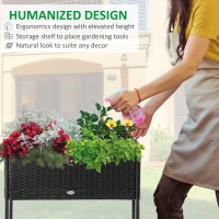 Outsunny PE Rattan Wicker Raised Flower & Vegetable Planter, Rack Shelf Box(m-6)