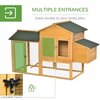 PawHut Wooden Outdoor Hen House Large Chicken Coop w/ Removable Tray, Nesting Box, Ramp(m-5)