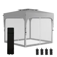 Outsunny Foldable Gazebo Canopy Tent w/ Wheeled Carry Bag, Weight Bags, Mesh Sidewalls(m-1)