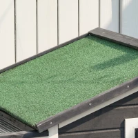 PawHut 122" Large Wooden Rabbit Hutch Bunny Hutch 2-Story Pet House Cage with Ramps, Lockable Doors, Run Area and Asphalt Roof for Outdoor Use, Grey(m-9)