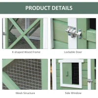 PawHut 44" Chicken Coop, Wooden Chicken House Hen Run, Rabbit Hutch with Nesting Box, Removable Tray, Asphalt Roof, Planting and Lattice, Green(m-6)