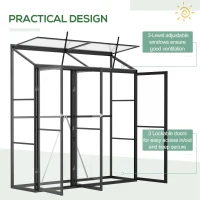 Outsunny 6' x 2' Aluminum Greenhouse, Polystyrene Walk-in Garden Greenhouse with 2 Adjustable Roof Vents and 3 Doors, Clear(m-5)
