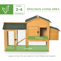 PawHut Wooden Outdoor Hen House Large Chicken Coop w/ Removable Tray, Nesting Box, Ramp(m-4)