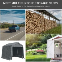 Outsunny 9.2' x 7.9' Garden Garage Storage Tent, Metal Frame Bike Shed w/ Zipper Doors(m-7)
