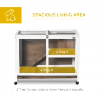 PawHut Fir Wood Rabbit Hutch Indoor Home with a Living Room for Sleeping Run Area(m-4)