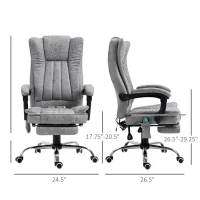 Vinsetto Microfiber Office Chair, High Back Computer Chair with 6 Point Massage, Heat, Adjustable Height and Retractable Footrest, Grey(m-3)