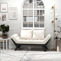 HOMCOM 3 Position Convertible Chaise Lounge Sofa Bed - Black/Cream White(m-9)