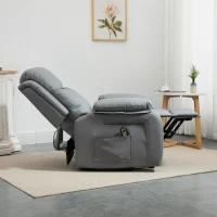 HOMCOM Living Room Power Lift Chair, PU Leather Electric Recliner Sofa Chair for Elderly with Remote Control, Gray(m-9)