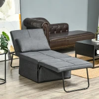 HOMCOM 4-in-1 Multi Function Folding Single Sofa Bed with Retractable Footrest, Convertible Sleeper with Adjustable Backrest For Living Room and Small Spaces, Dark Grey(m-8)