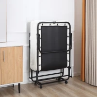 HOMCOM Rollaway Bed, Folding Bed with 4" Mattress, Portable Foldable Guest Bed with Memory Foam, Steel Frame and Wheels, White(m-10)