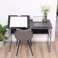 HOMCOM Drafting Table, Adjustable Drawing Desk, Multifunctional Writing Desk with 15-Level Tiltable Tabletop and Storage Shelf for Home Office, Black(m-2)