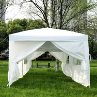 Outsunny 10x20ft Pop up Canopy Instant Party Tent Folding Portable Outdoor with 6 Sidewalls White(m-8)
