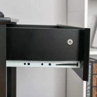 HOMCOM Corner Desk, Triangle Computer Desk with Drawer and Storage Shelves for Small Spaces, Home Office Workstation for Living Room, or Bedroom, Black(m-12)