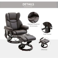 HOMCOM Massage Sofa Recliner Chair w/ Footrest, 10 Vibration Point, Faux PU Leather, Brown(m-4)