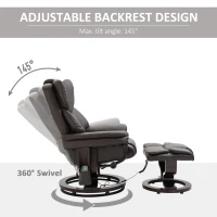 HOMCOM Massage Sofa Recliner Chair w/ Footrest, 10 Vibration Point, Faux PU Leather, Brown(m-5)