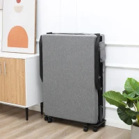 HOMCOM Rollaway Bed, Folding Bed with 3.25" Mattress, Portable Foldable Guest Bed with Adjustable Backrest, and Metal Frame on Wheels, Light Grey(m-9)