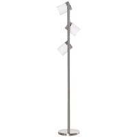 HOMCOM Floor Lamp, Modern Standing Light with 3 Rotating Lights for Living Room, Bedroom, Office, Silver(m-11)