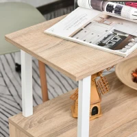 HOMCOM Mobile L-Shaped Rotating Computer Desk with Storage Shelves Moveable Rolling Writing Table Home Office Study Workstation for Home Office, Oak(m-13)