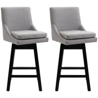 HOMCOM 28.5" Set of 2 Swivel Bar Height Bar Stools, Armless Upholstered Barstools Chairs with Soft Padding Cushion and Wood Legs, Light Gray(m-12)