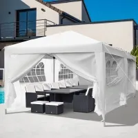 Outsunny 10x20ft Pop up Canopy Instant Party Tent Folding Portable Outdoor with 6 Sidewalls White(m-1)