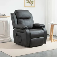 HOMCOM Living Room Power Lift Chair, PU Leather Electric Recliner Sofa Chair for Elderly with Remote Control, 3 Positions, Side Pockets, Extended Footrest, Black(m-8)